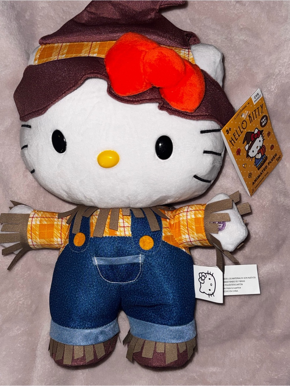 Hello Kitty Orange Bow & Blue Denim Scarecrow Plush by Hello Kitty